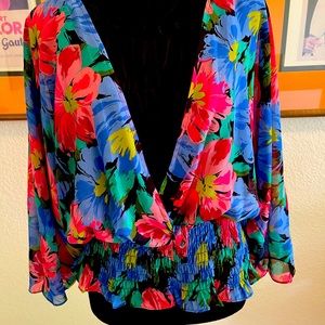 Flower Print Blouse w attached Shell